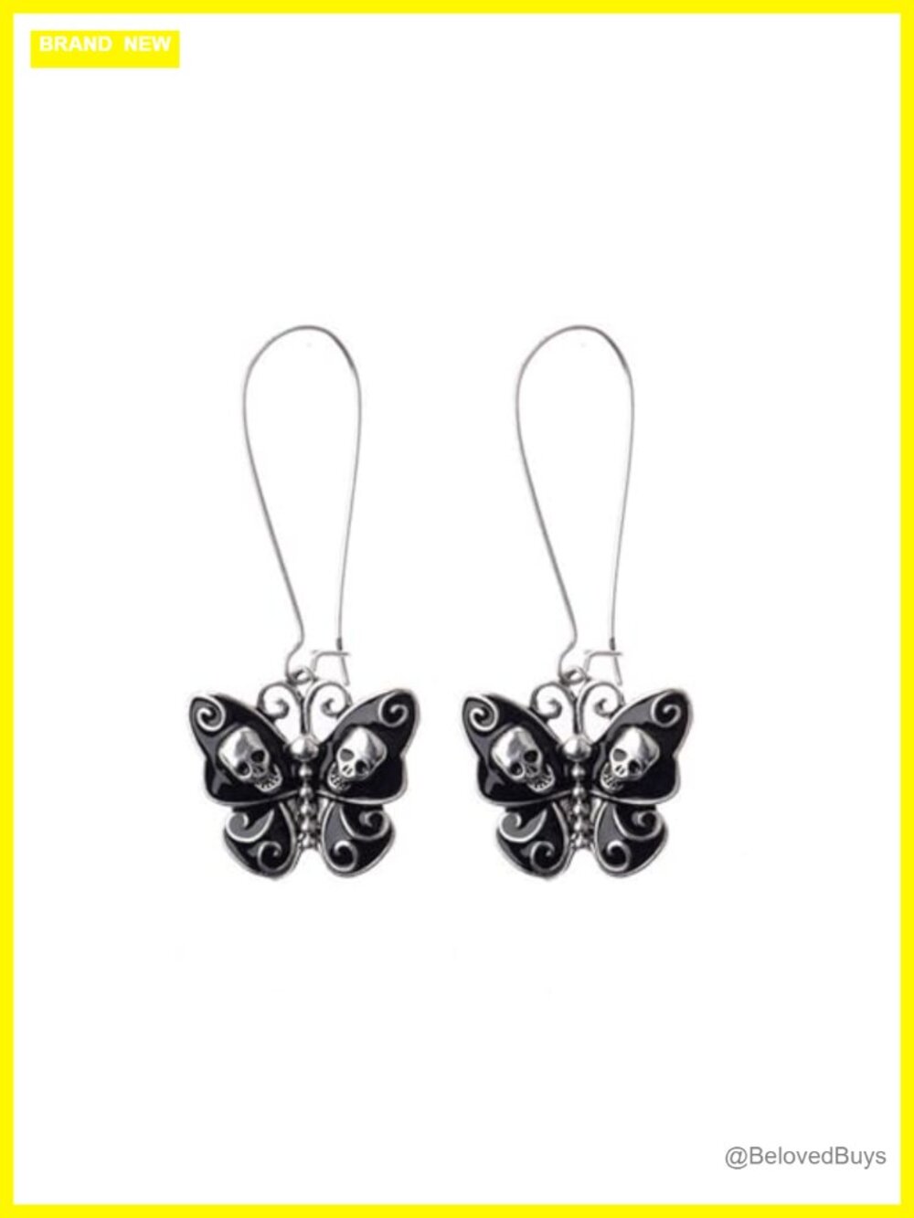 Goth Y2K Grunge Luna Moth Dangle Drop Earrings Punk Skull Moon Phase Halloween